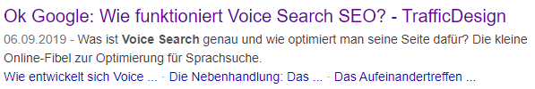 Screenshot von einem Rich Result mit Inhaltsverzeichnis